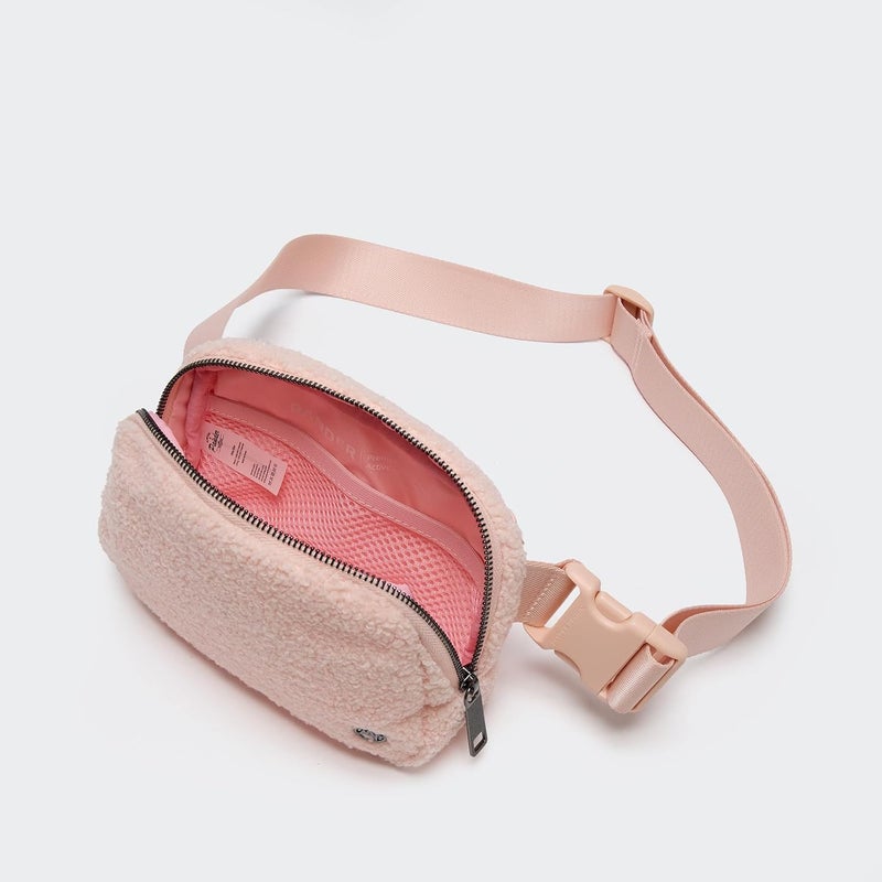 Pander Fanny pack Everywhere Fleece Belt Bag for Women and Men with Adjustable strap Belt, 1L. (Cream Pink) - Image 5